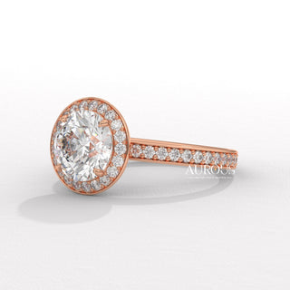 1.0CT Round Cut Halo Pave Setting Moissanite Engagement Ring