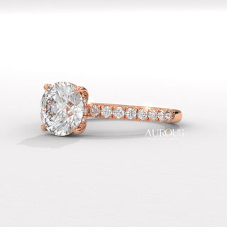 1.50CT Round Cut Pave Setting Moissanite Engagement Ring