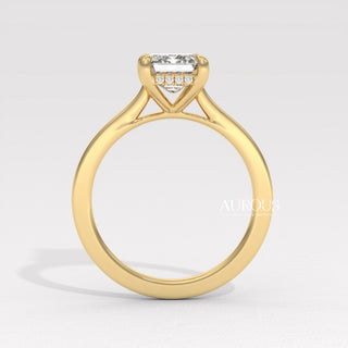 2.0CT Emerald Cut Diamond Hidden Halo Setting Moissanite Engagement Ring