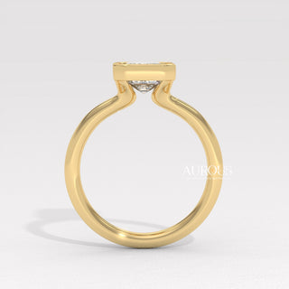 1.0CT Emerald Cut Diamond Bezel Setting Moissanite Engagement Ring