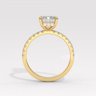 1.50CT Emerald Cut Hidden Halo Pave Setting Moissante Engagement Ring