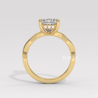 1.50CT Princess Diamond Hidden Halo Twisted Moissanite Engagement Ring