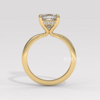 1.50CT Princess Cut Diamond Hidden Halo Setting Moissanite Engagement Ring