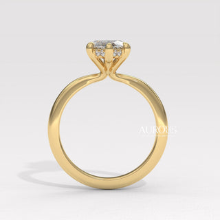 2.0CT Marquise Cut Hidden Halo Diamond Moissanite Engagement Ring