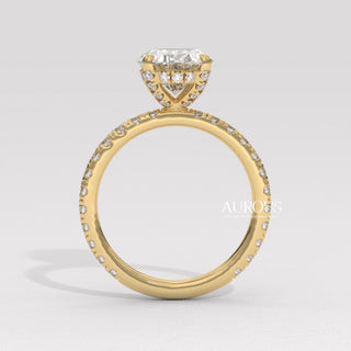 1.50CT Oval Diamond Pave Setting Moissanite Engagement Ring