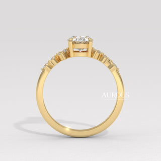 2.0CT Oval Cut Cluster Diamond Moissanite Engagement Ring