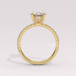 2.0CT Oval Diamond Moissanite Pave Setting Engagement Ring