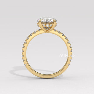 2.0CT Oval Diamond Pave Setting Hidden Halo Moissanite Engagement Ring