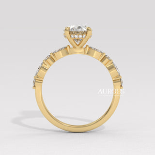 2.0CT Oval Diamond Pave Setting Moissanite Engagement Ring