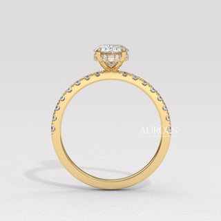 1.0CT Oval Diamond Pave Setting Moissanite Engagement Ring