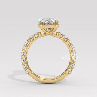 2.0CT Oval Cut Pave Setting Moissanite Engagement Ring