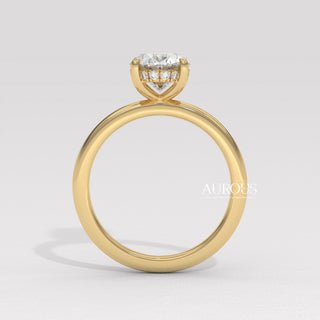1.50CT Oval Diamond Hidden Halo Moissanite Engagement Ring