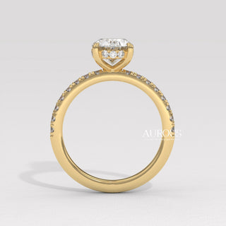 1.0CT Oval Cut Pave Setting Moissanite Engagement Ring