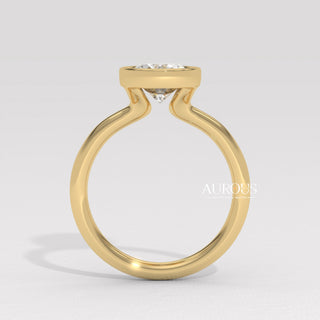 2.0CT Oval Diamond Bezel Setting Moissanite Engagement Ring