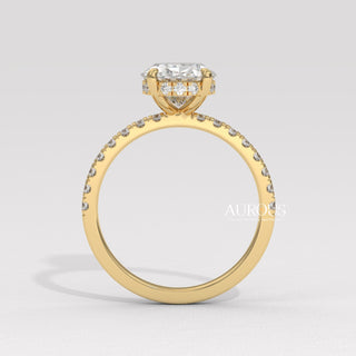 2.0CT Oval Diamon Hidden Halo Pave Setting Moissanite Engagement Ring