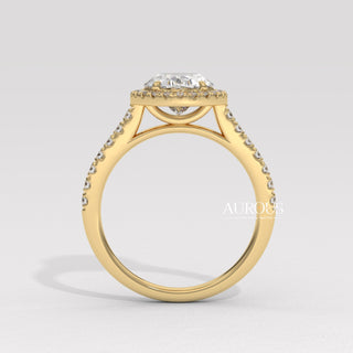 2.0CT Oval Cut Halo Pave Setting Moissanite Engagement Ring