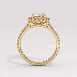 1.50CT Oval Cut Halo Pave Setting Moissanite Engagement Ring