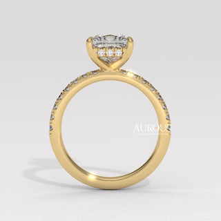 1.0CT Princess Cut Pave Setting Moissanite Engagement Ring