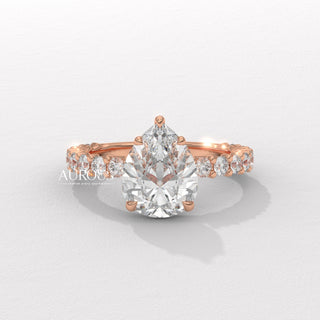1.50CT Pear Diamond Pave Setting Moissanite Engagement Ring
