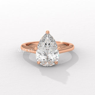 1.50CT Pear Diamond Hidden Halo Setting Moissanite Engagement Ring