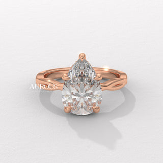 2.0CT Pear Diamond Twisted Hidden Halo Moissanite Engagement Ring