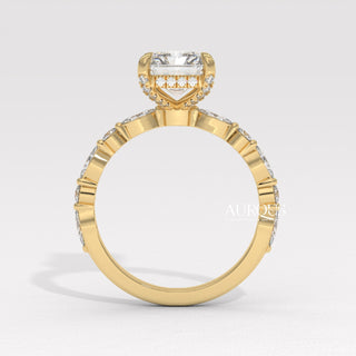 2.0CT Radiant Diamond Pave Setting Moissanite Engagement Ring