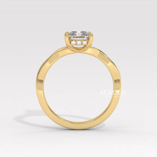 2.50CT Radiant Diamond Twisted Hidden Halo Moissanite Engagement Ring