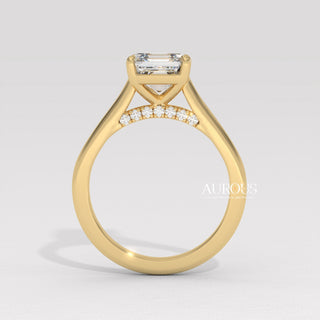 1.0CT Asscher Cut Hidden Diamond Moissanite Engagement Ring