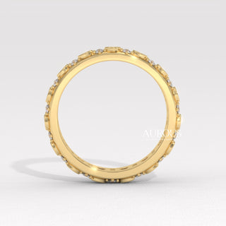 Round Diamond Clustr Setting Eternity Moissanite Wedding Band