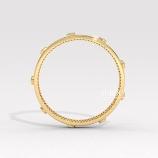 Round Diamond Bezel Unique Eternity Moissanite Wedding Band