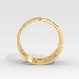 Round Cut Diamond Spiral Unique Moissanite Wedding Ring