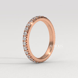 Round Diamond Pave Setting Eternity Moissanite Wedding Band