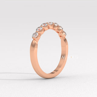 Round Diamond Half Eternity Moissanite Wedding Band