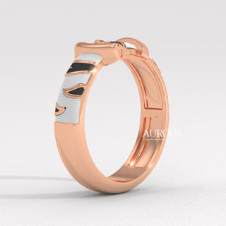 Unique Belt Design Solid Gold Plain Men's Ring