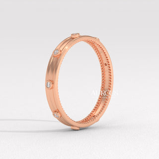 Round Diamond Bezel Unique Eternity Moissanite Wedding Band