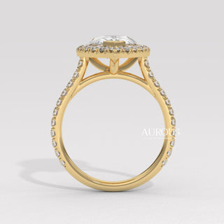 2.50CT Pear Cut Halo Pave Setting Moissanite Engagement Ring