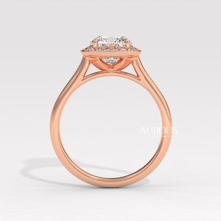 1.50CT Cushion Cut Halo Setting Moissanite Engagement Ring