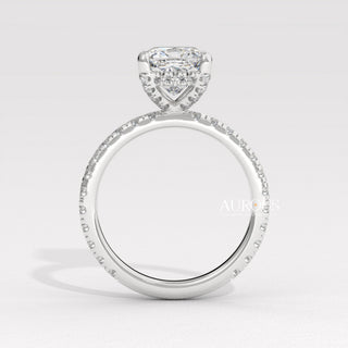 1.0CT Cushion Cut Hidden Halo Setting Moissanite Engagement Ring