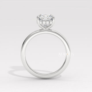 1.50CT Cushion Diamond Hidden Halo Moissanite Engagement Ring