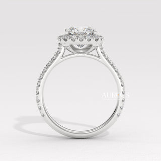 1.0CT Cushion Cut Diamond Halo Pave Setting Moissanite Engagement Ring