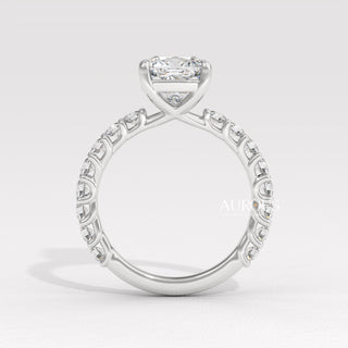 1.50CT Cushion Diamond Pave Setting Moissanite Engagement Ring