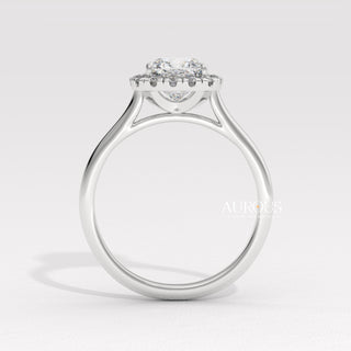 1.0CT Cushion Cut Halo Diamond Moissanite Engagement Ring