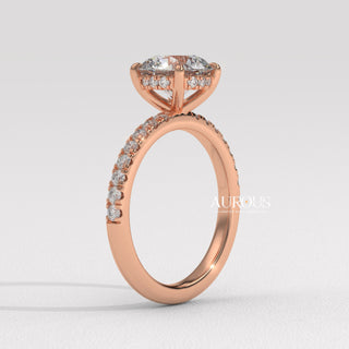 1.50CT Round Cut Pave Setting Moissanite Engagement Ring