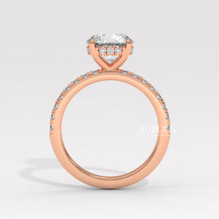 1.50CT Round Cut Pave Setting Moissanite Engagement Ring