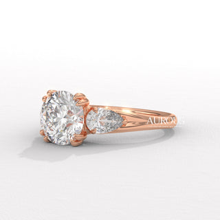 1.50CT Round Diamond Three Stone Setting Moissanite Engagement Ring