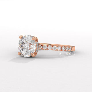 1.50CT Round Diamond Pave Setting Moissanite Engagement Ring