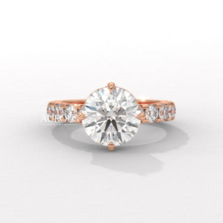 1.50CT Round Diamond Pave Setting Moissanite Engagement Ring