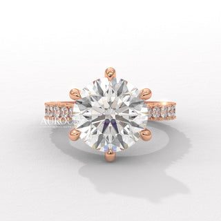 4.0CT Round Diamond Hidden Halo Pave Setting Moissanite Engagement Ring