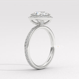 1.0CT Round Cut Halo Pave Setting Moissanite Engagement Ring