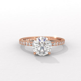 2.0CT Round Diamond Pave Setting Moissanite Engagement Ring
